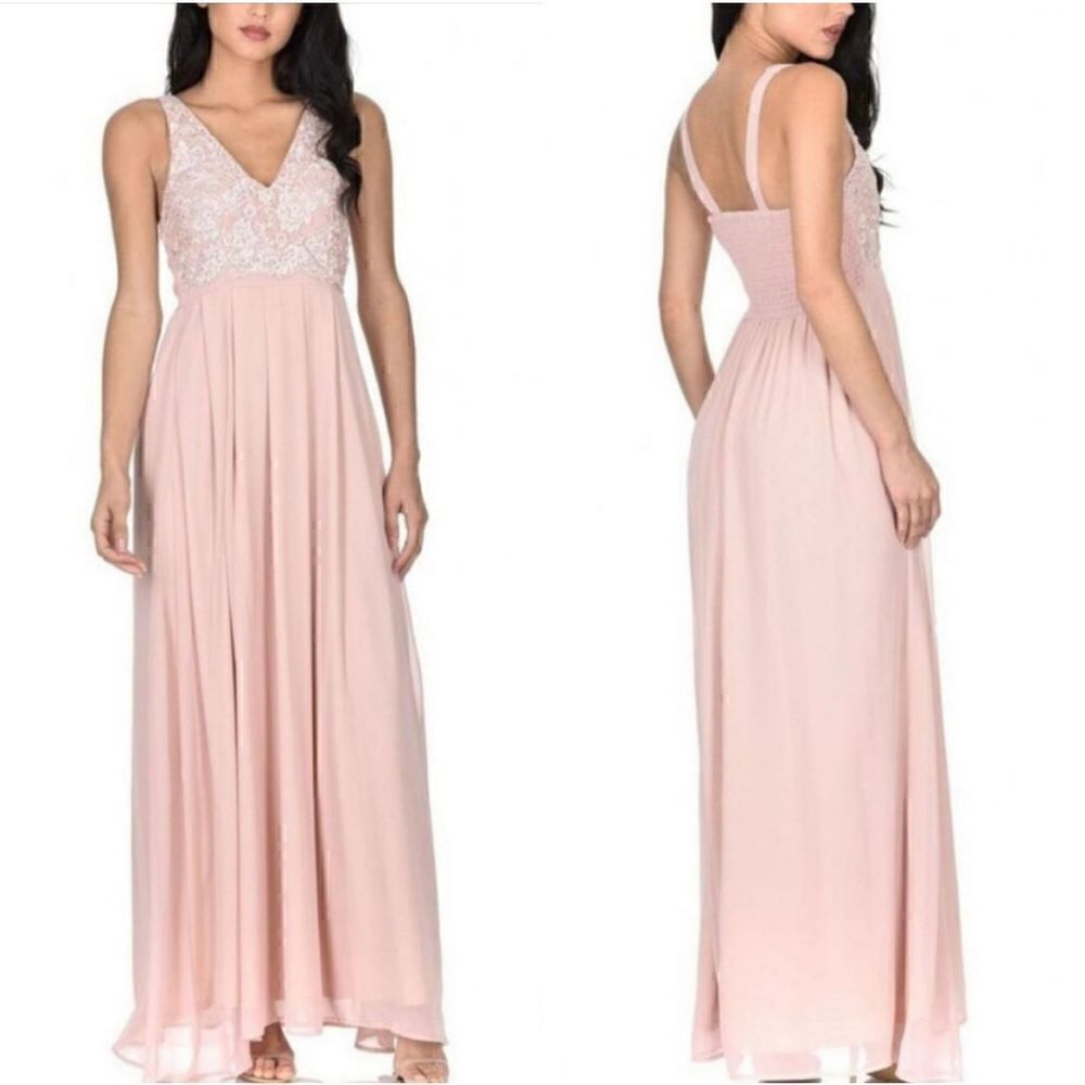 AX Paris Womens Maxi Lace Bodice Dress Nude Sz 14 New with Tag
